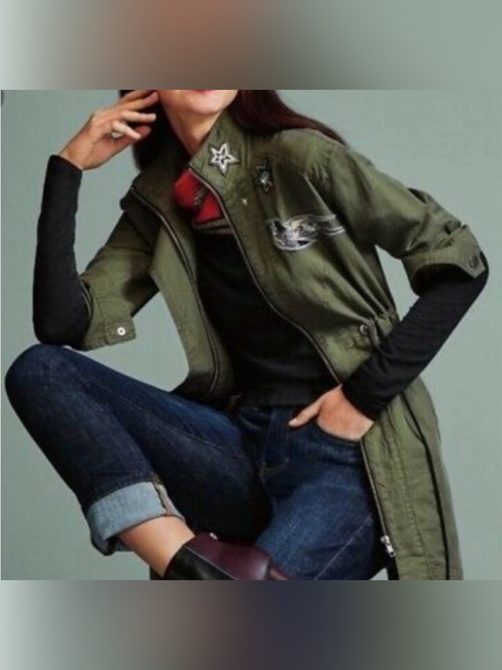 GUC, S, Cabi Hansen Olive Green Military-Style Anorak Jacket